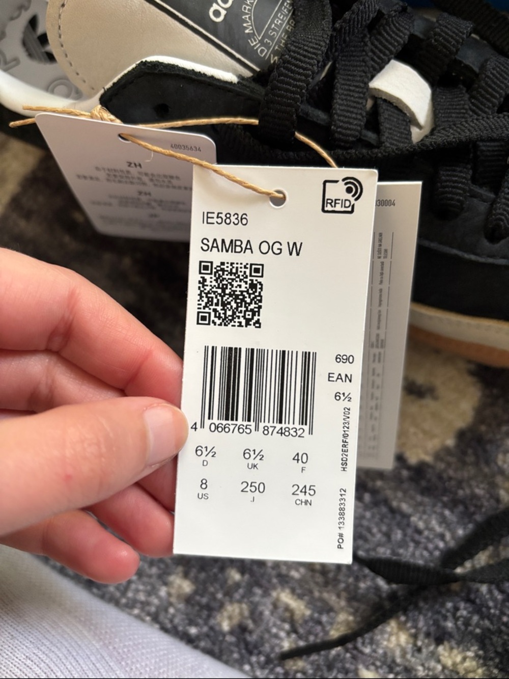 adidas Black and Cream Sambas with Gum Sole - Picture 4 of 4